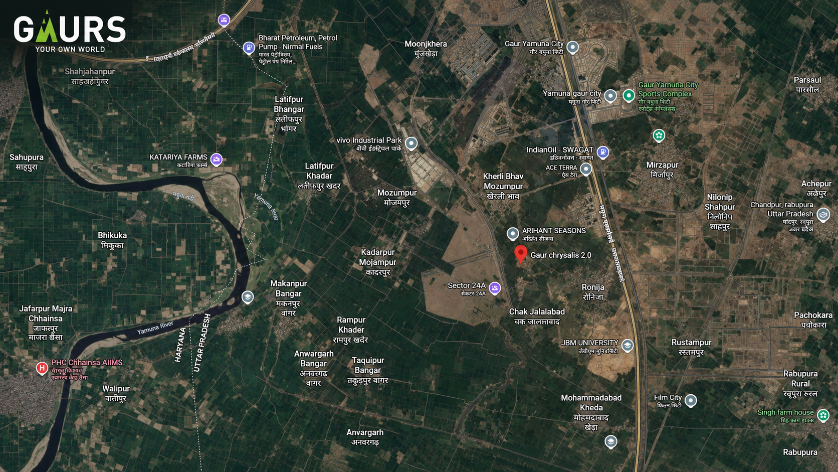 Gaur Chrysallis Location Map Near Jewar Airport